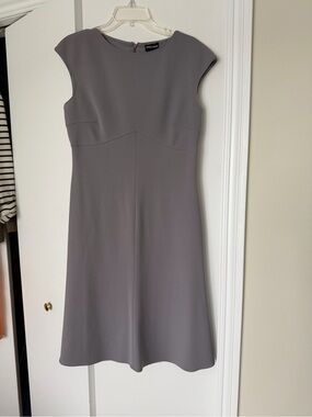 Giorgio Armani Taupe Cap-Sleeve Midi Dress